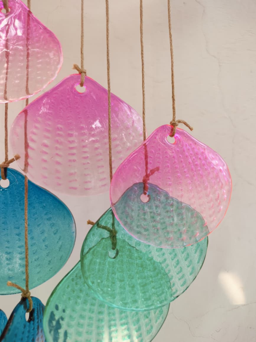 Sea Shell Stained Sea Glass Windchime Garden Decor