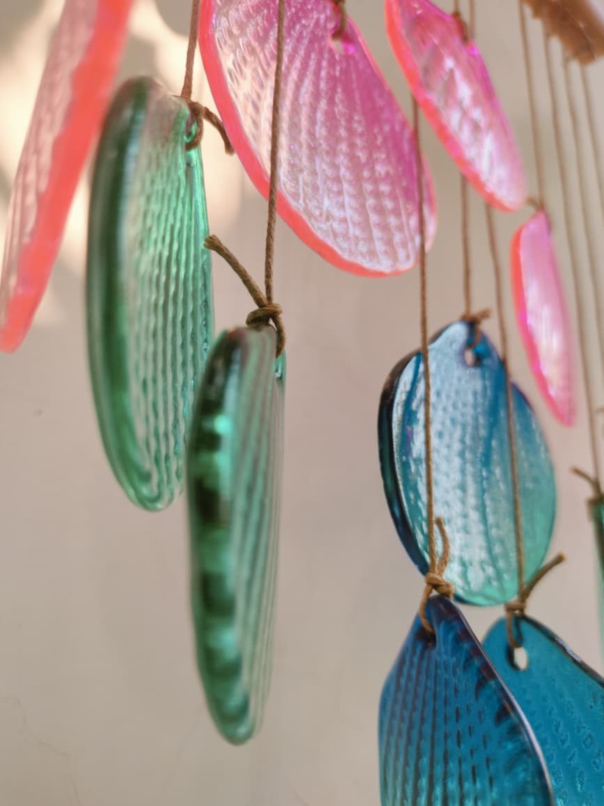 Sea Shell Stained Sea Glass Windchime Garden Decor