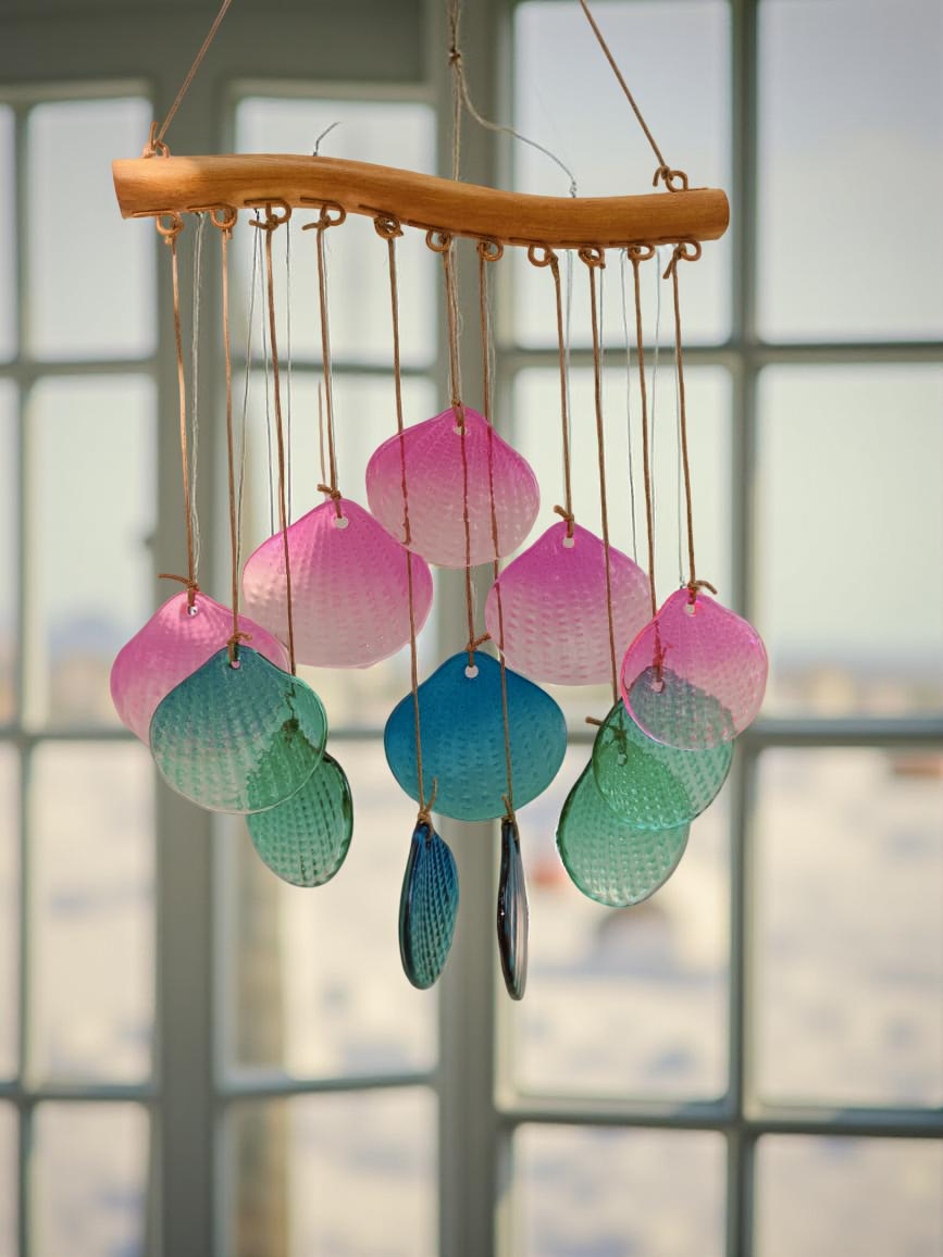 Sea Shell Stained Sea Glass Windchime Garden Decor