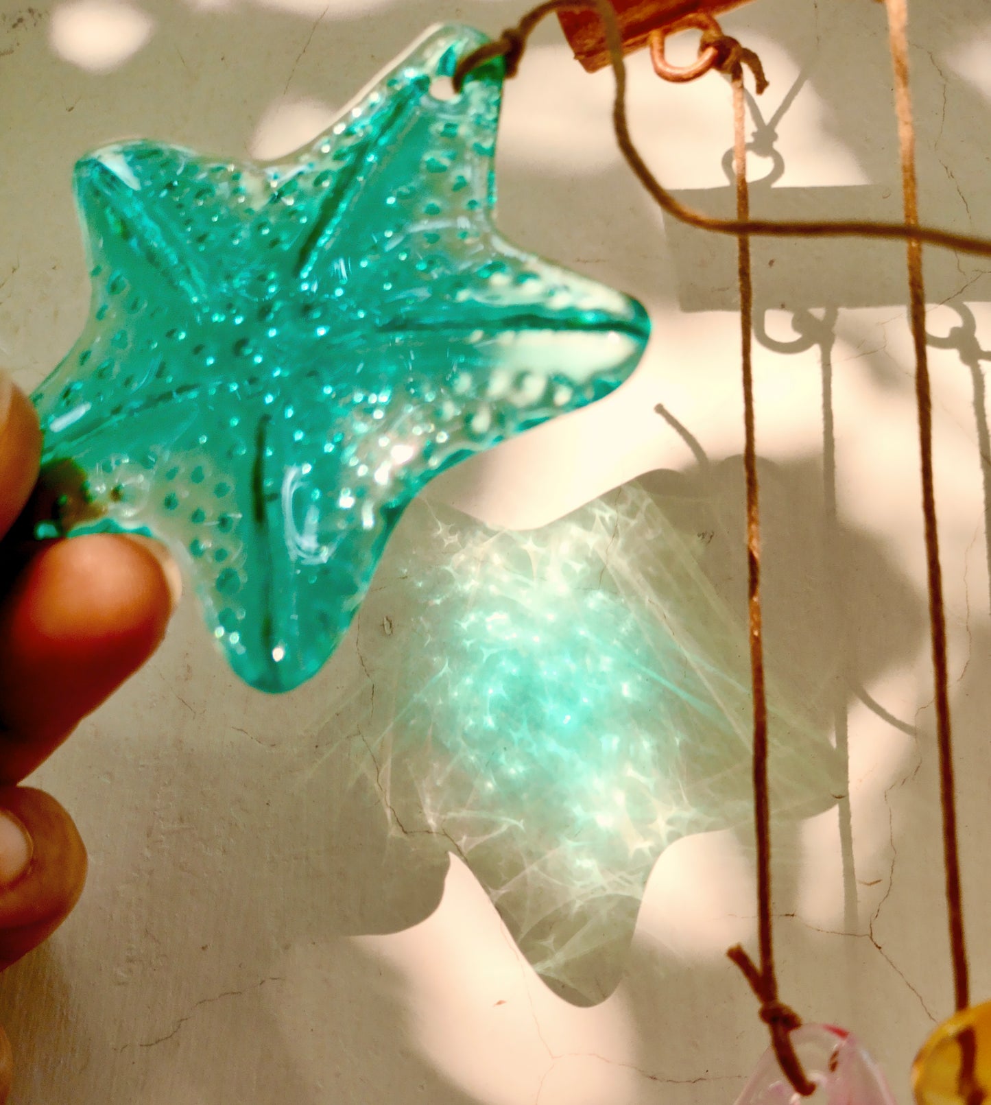 Star Stained Sea Glass Windchime Garden decor