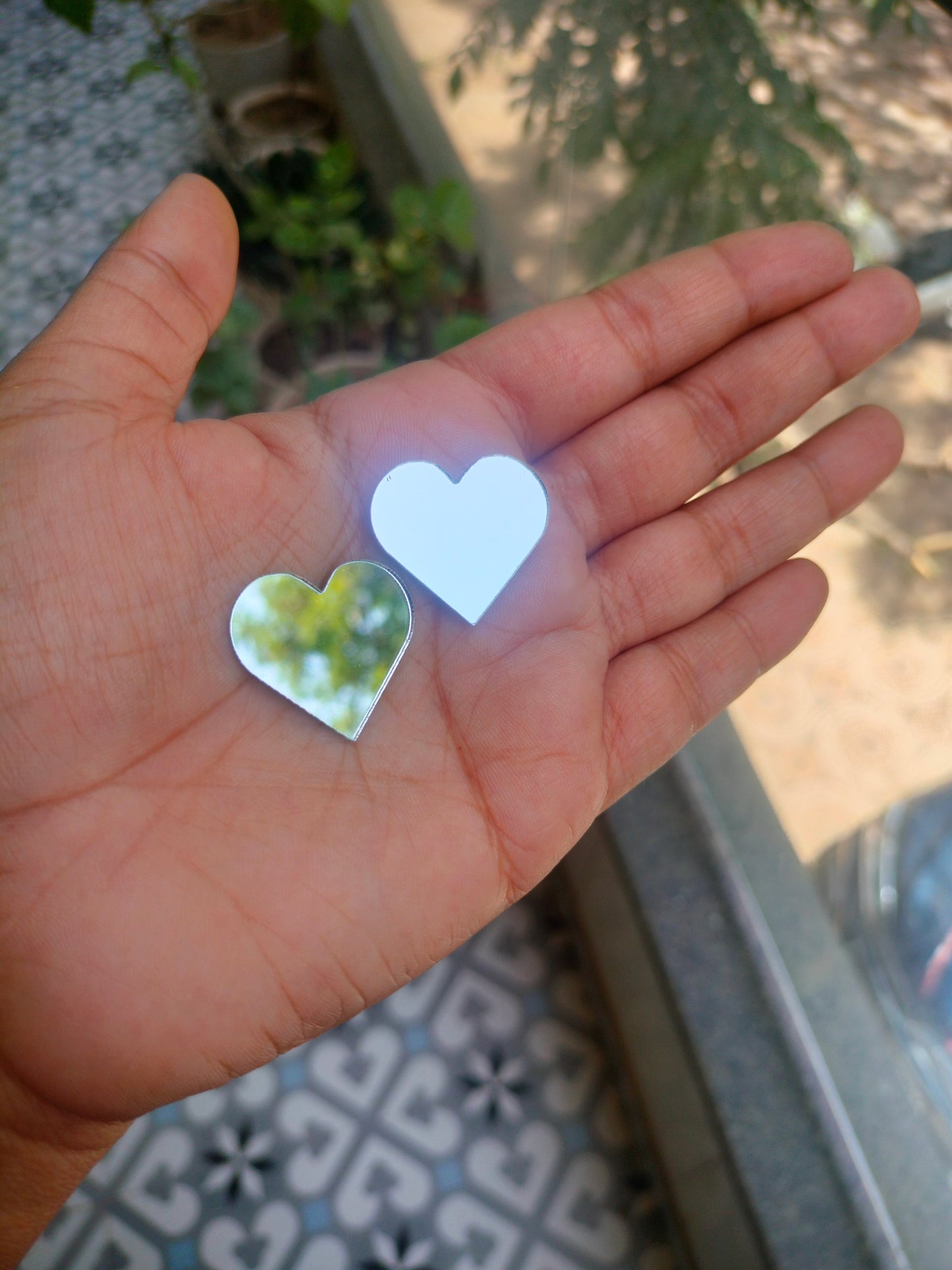 Heart Acrylic Mirror Cutout 25 mm (Set of 50 pc)