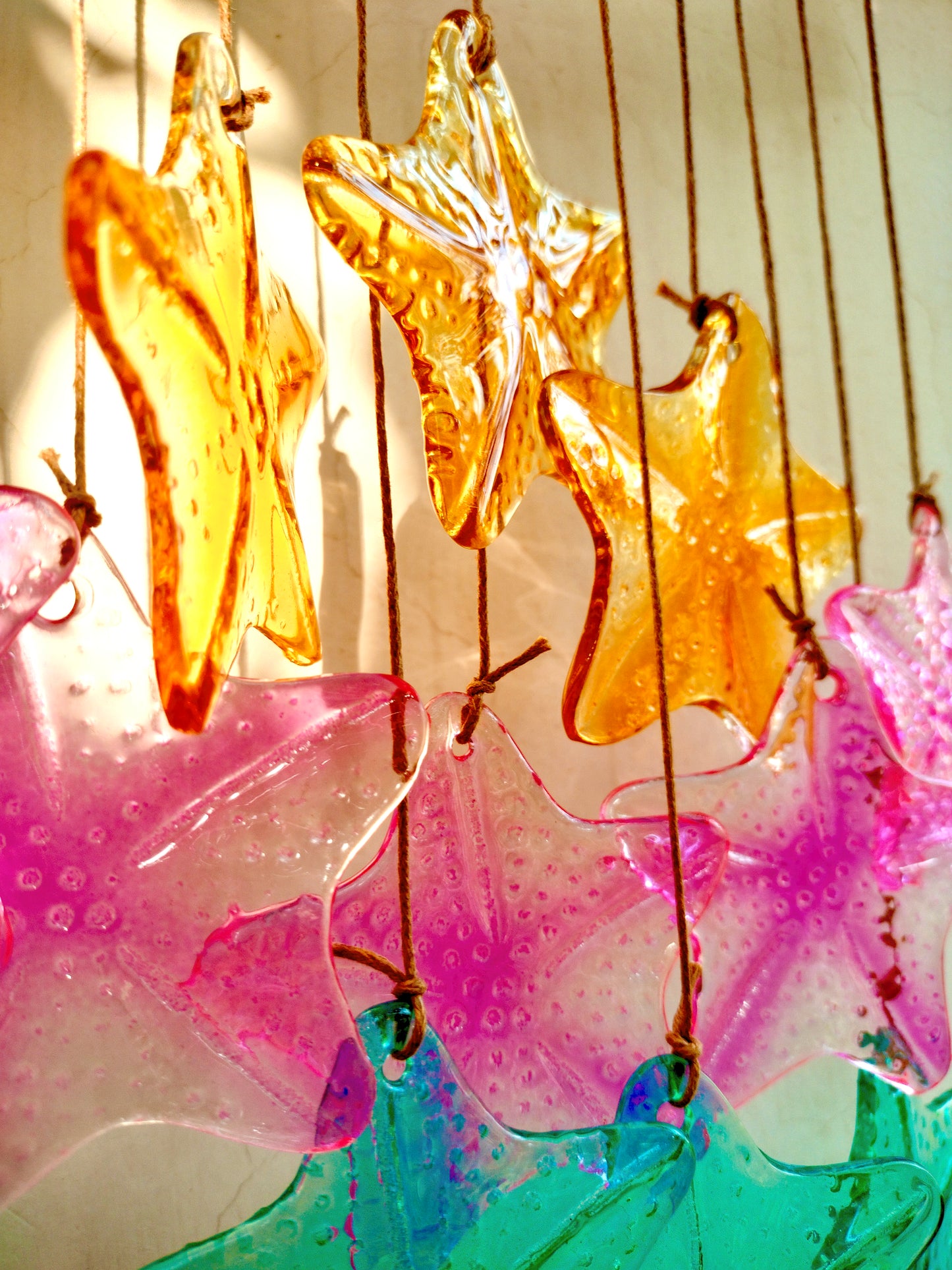 Star Stained Sea Glass Windchime Garden decor