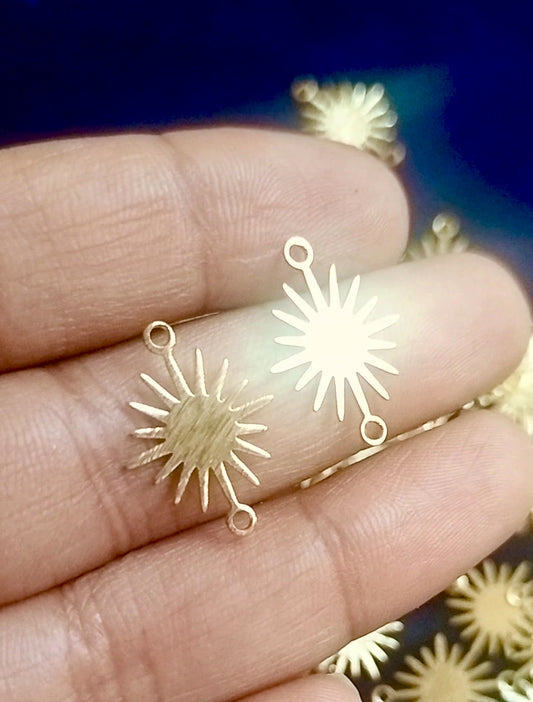 Sun 2 hole brass Charm Small