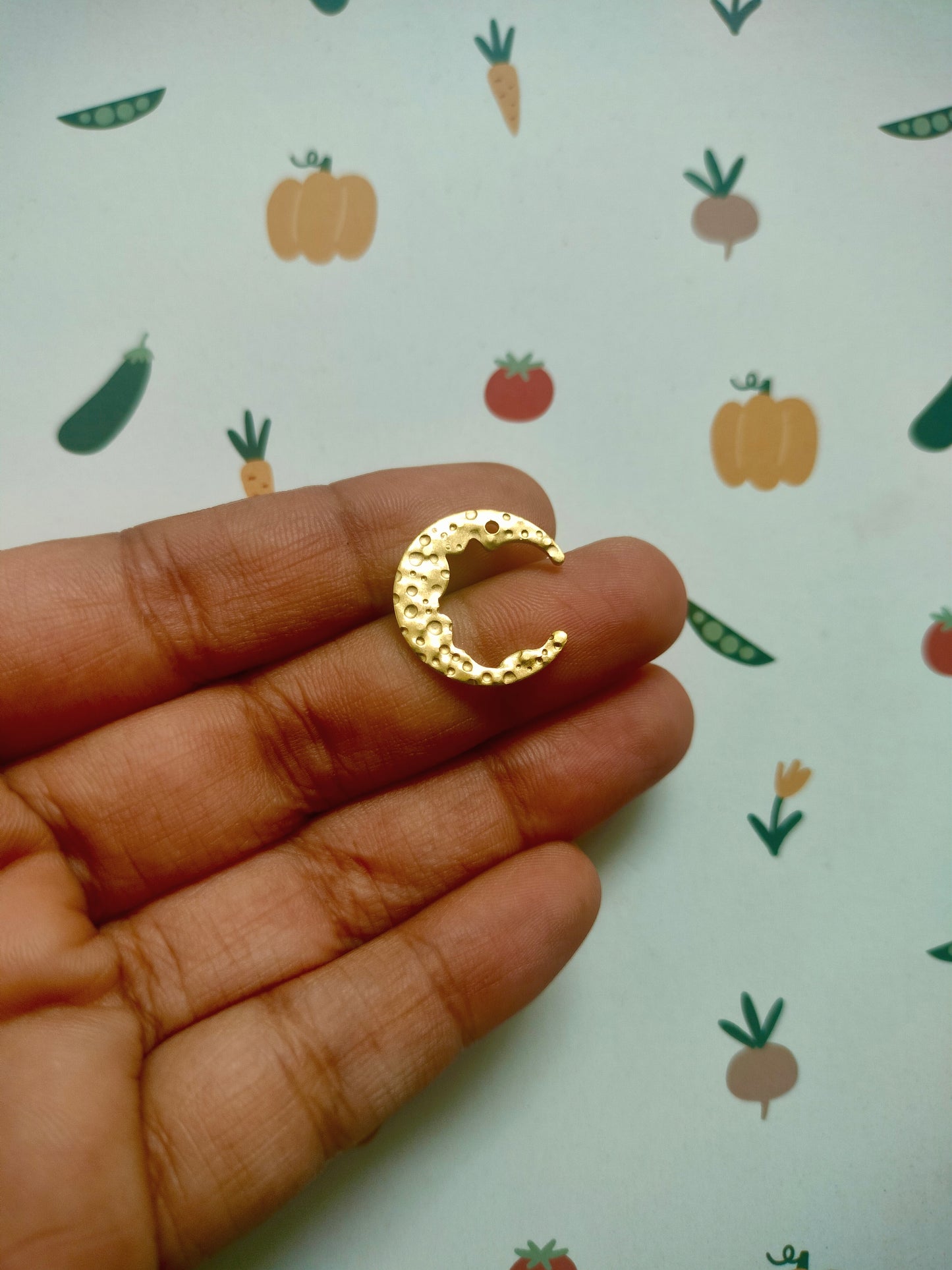 Rough Moon Brass Charm | Cele Moon