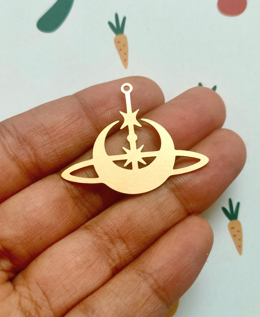Celestial Decorative Moon Brass Charm | Moon