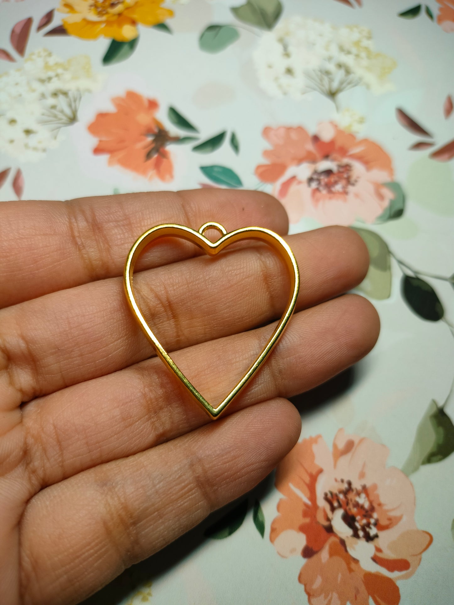 Heart Bezel Gold |Pendant Charm| Resin Alloy Jewelry Making