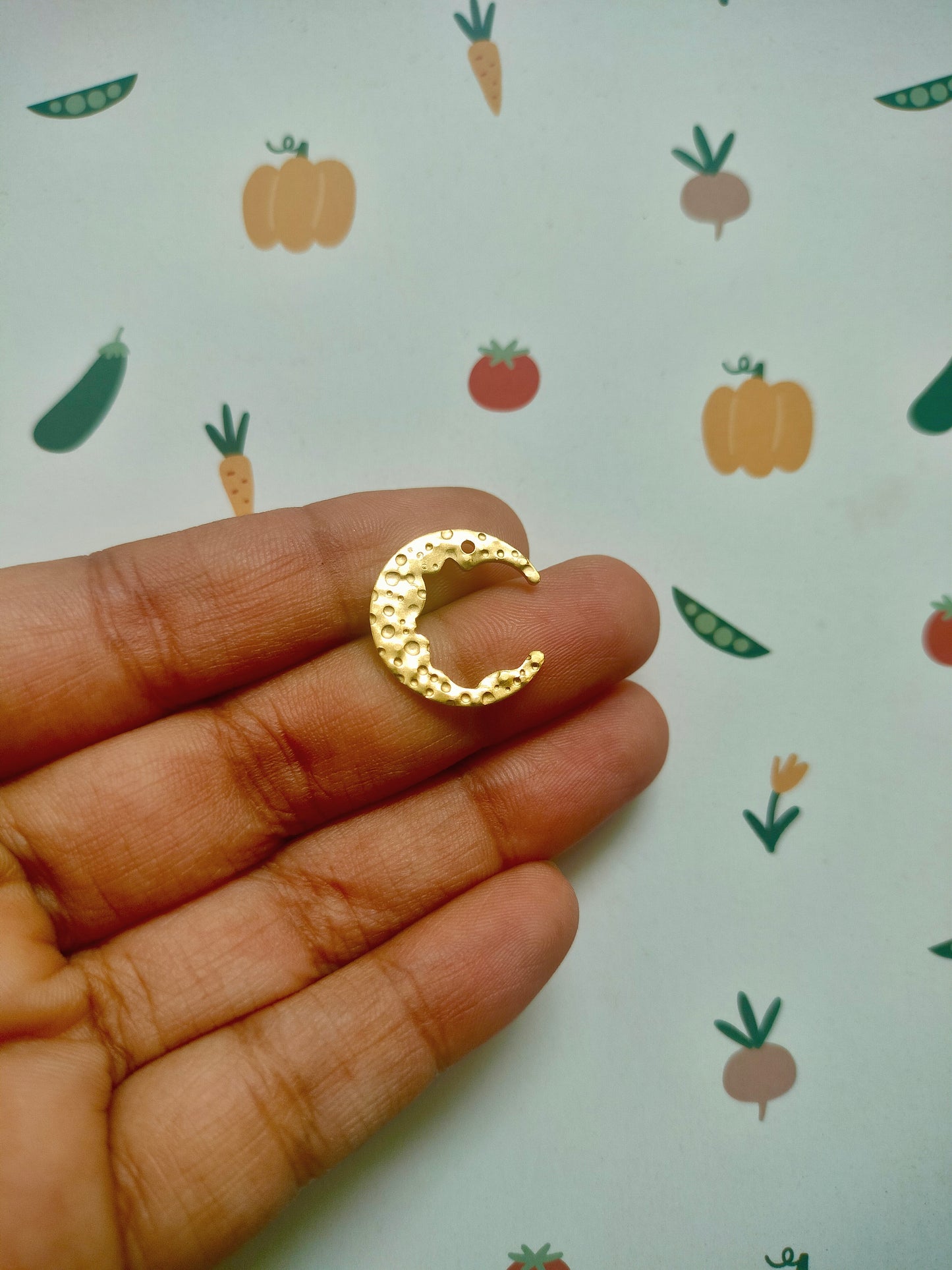 Rough Moon Brass Charm | Cele Moon