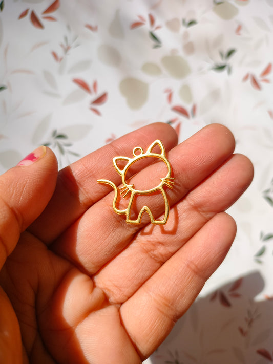 Hollow Cat small 2 Bezel | 27*25 mm |Pendant Charm| Resin Alloy Jewelry Marking