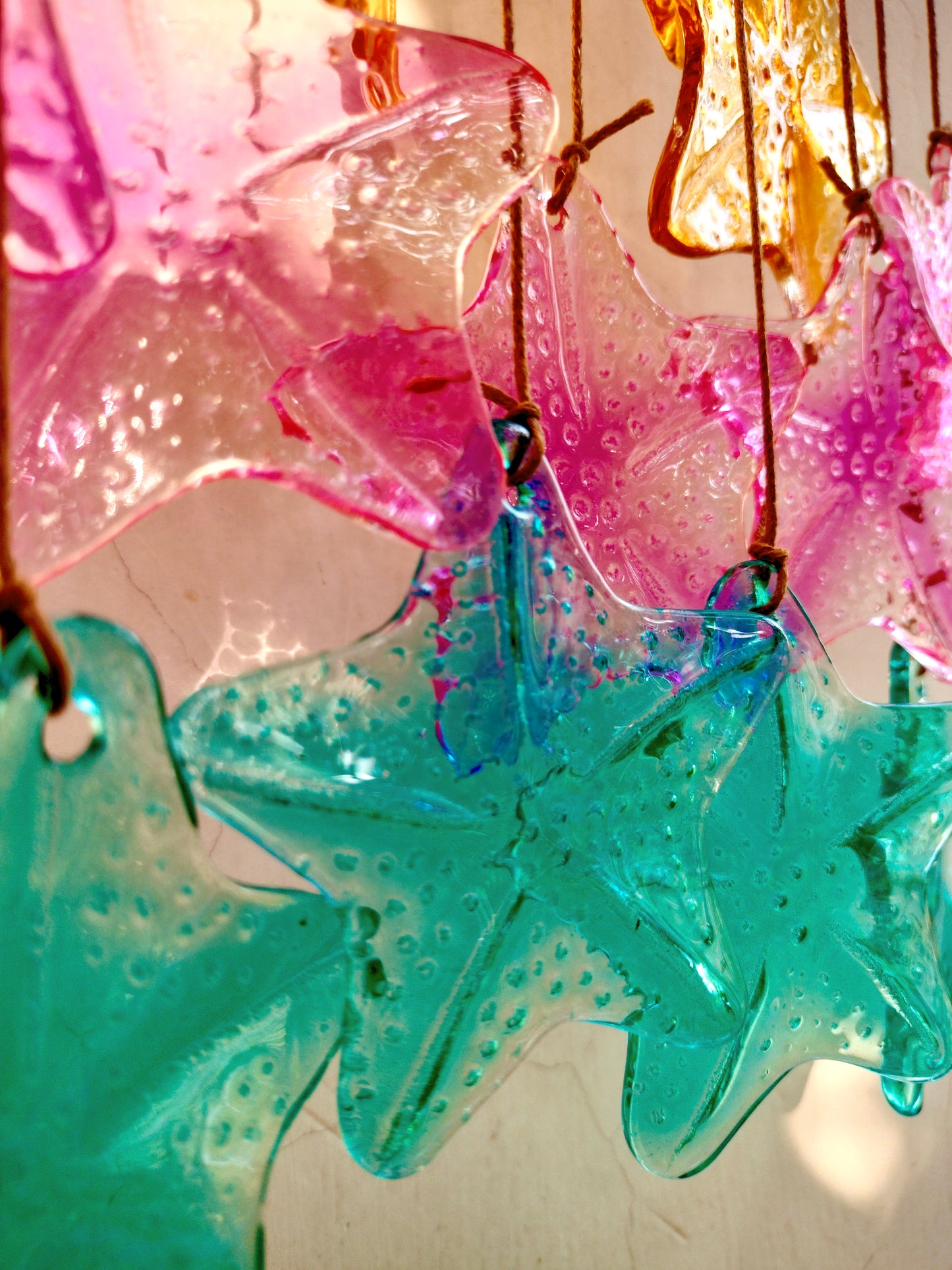 Star Stained Sea Glass Windchime Garden decor