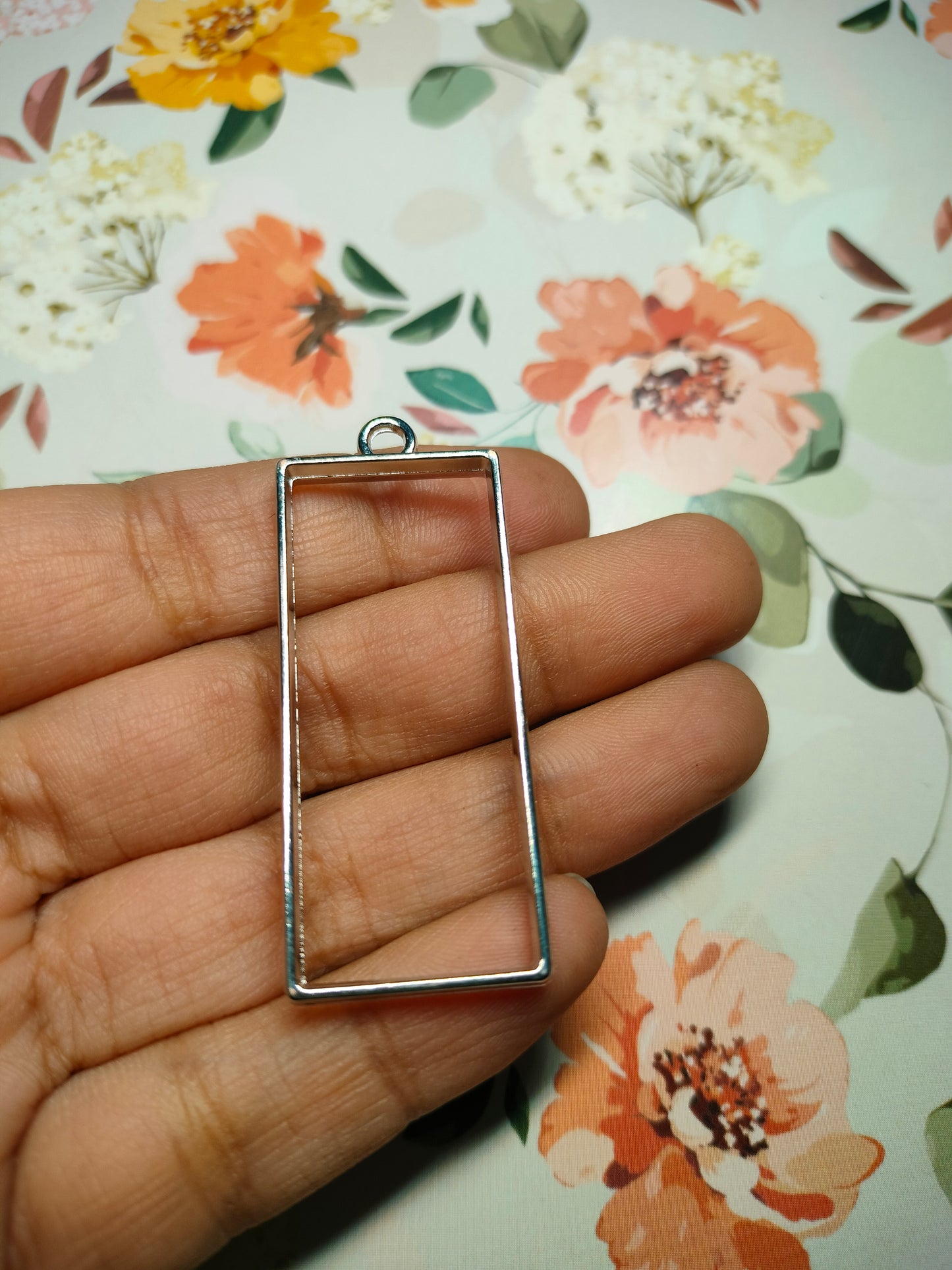 Rectangle Bezel Silver |Pendant Charm| Resin Alloy Jewelry Making