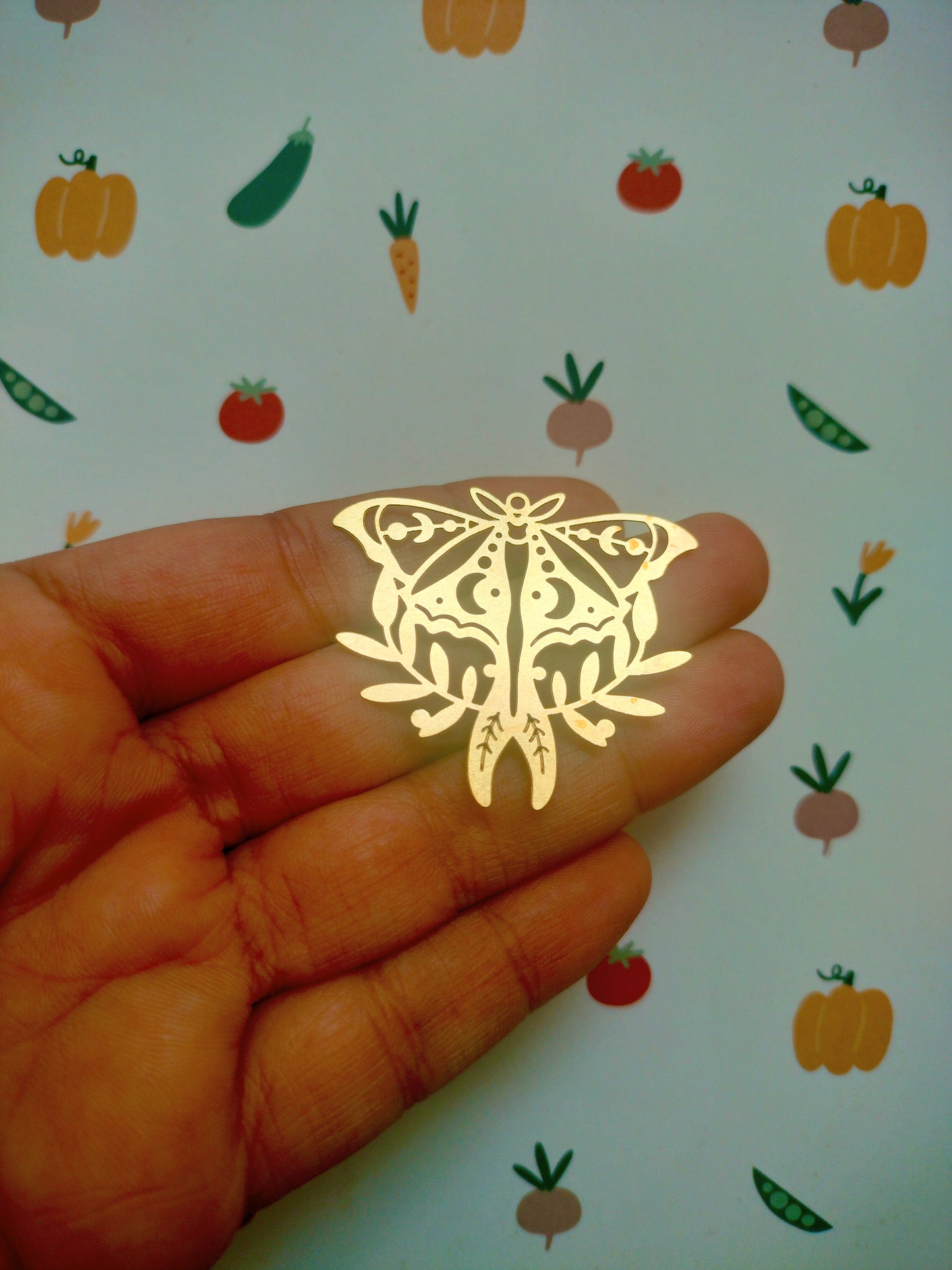 Filigree Luna Moth Brass Charm | Butterfly | Moth charm M