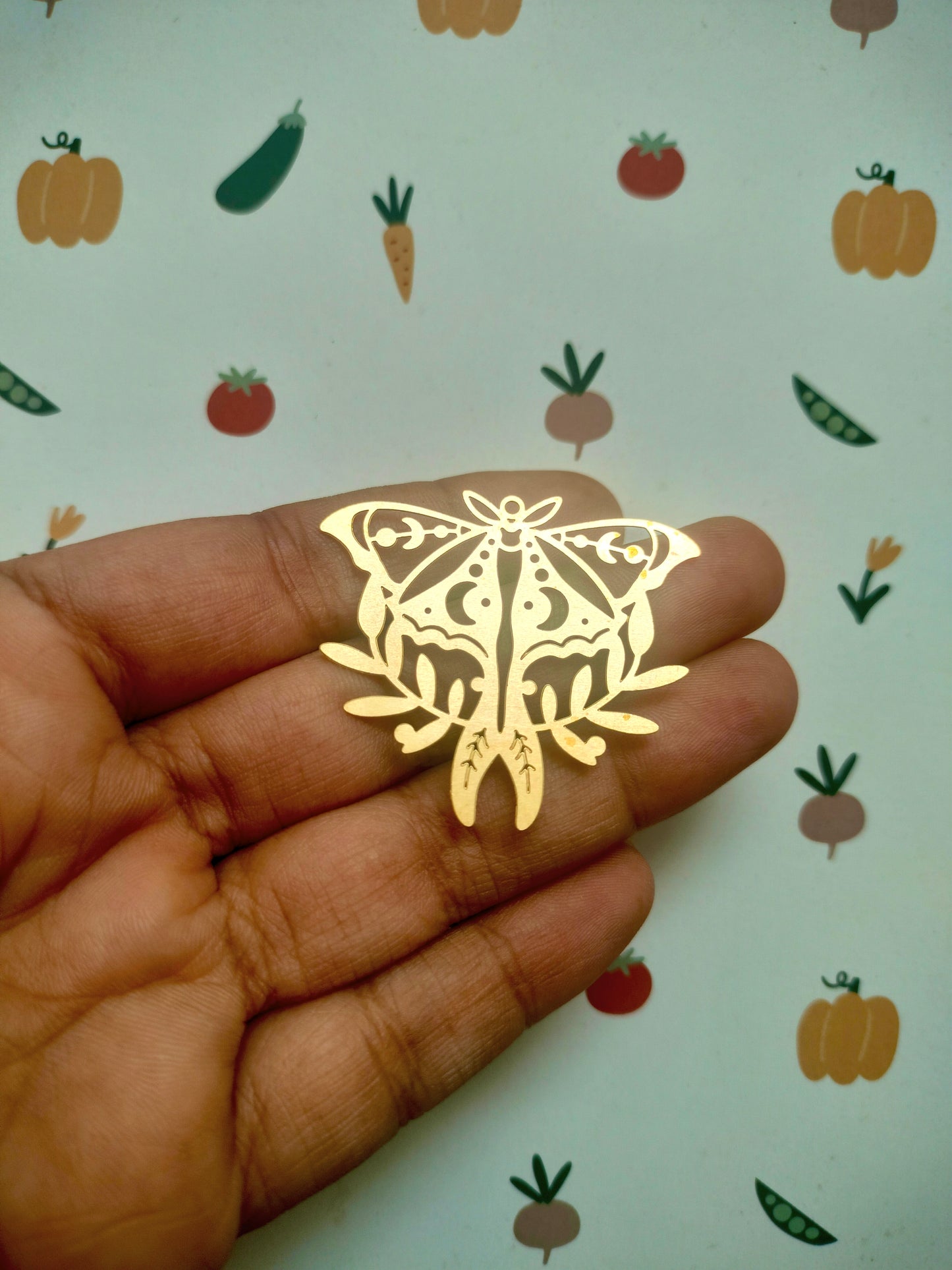 Filigree Luna Moth Brass Charm | Butterfly | Moth charm M
