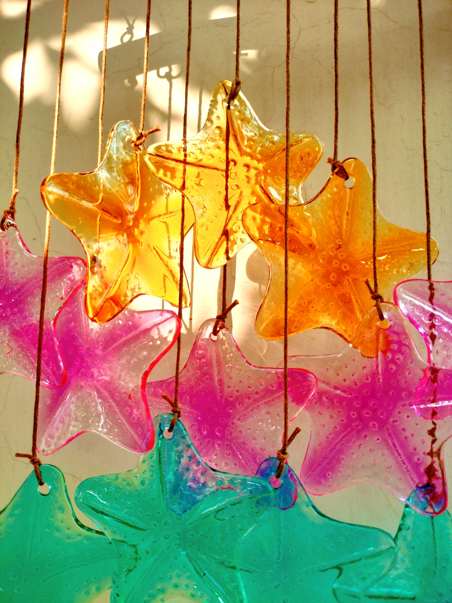 Star Stained Sea Glass Windchime Garden decor