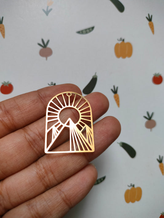 Pyramid sun Brass Charm