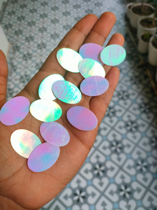 Holographic Sequin Oval | Opal Pink | 25x18mm