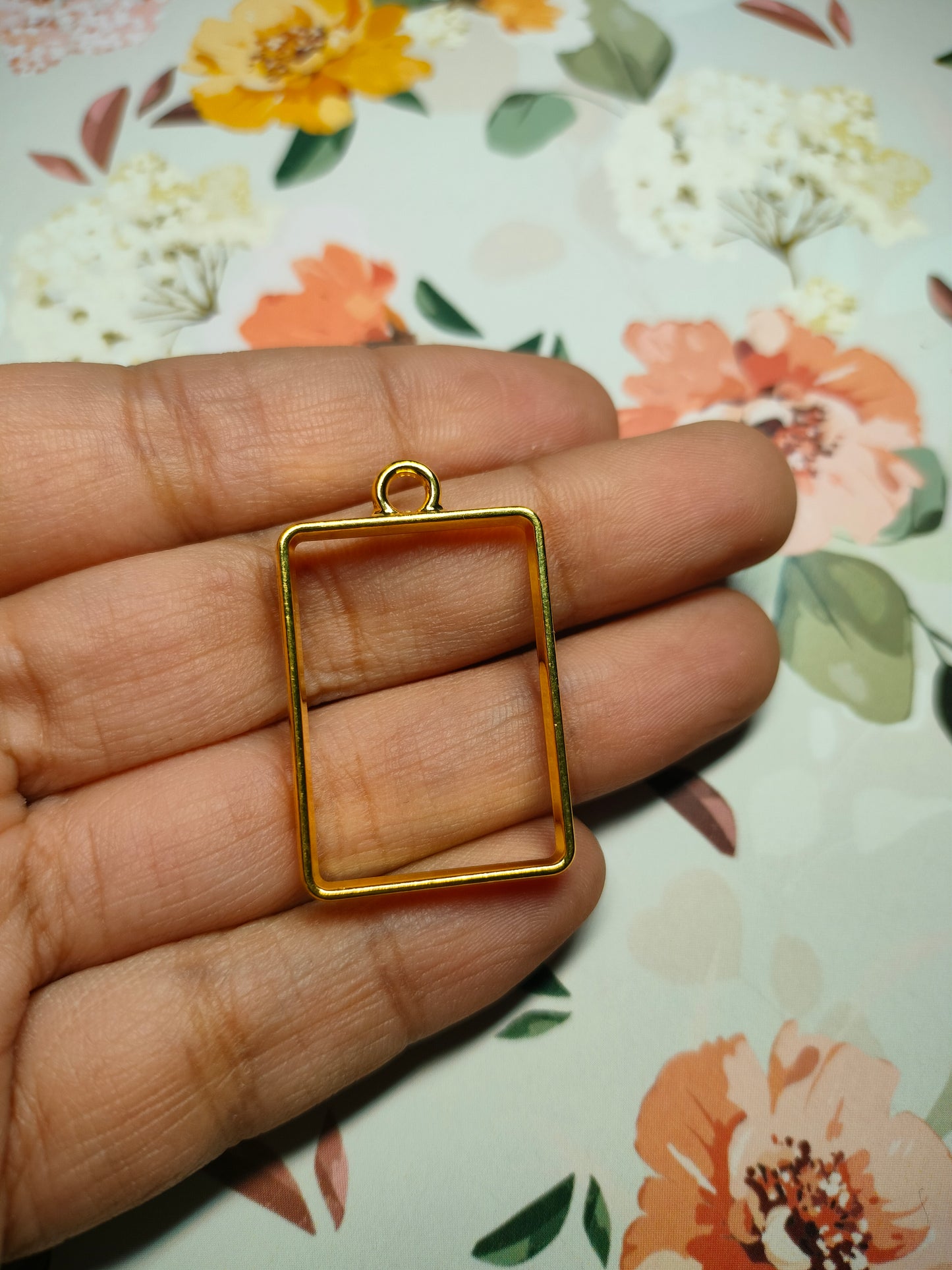 Square Bezel Gold |Pendant Charm| Resin Alloy Jewelry Making