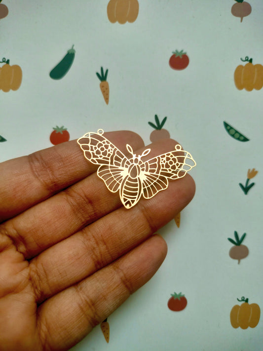 Filigree Luna Moth Brass Charm | Butterfly | Moth charm H