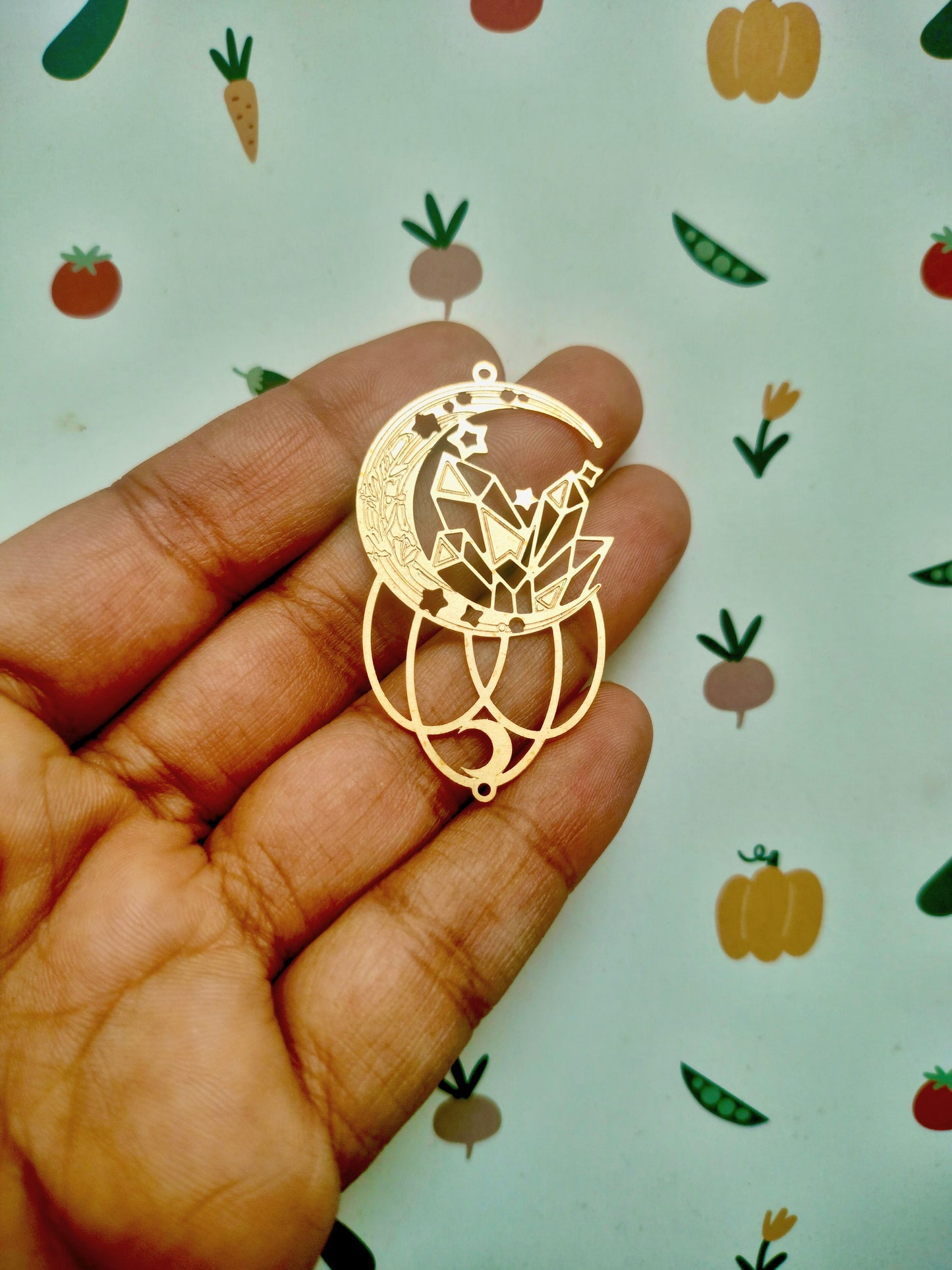 Filigree Decorative Moon Brass Charm | Moon