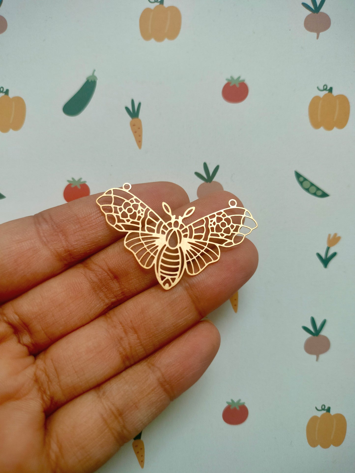 Filigree Luna Moth Brass Charm | Butterfly | Moth charm H