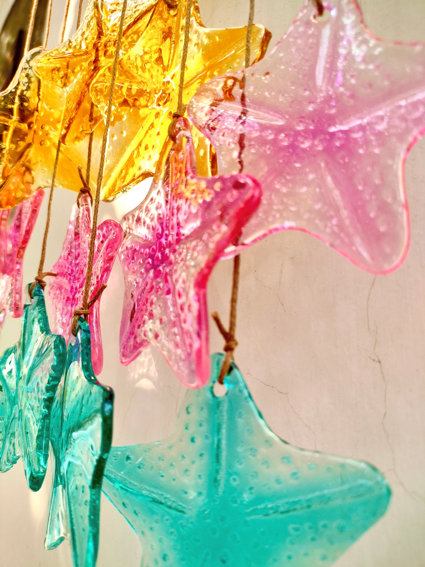 Star Stained Sea Glass Windchime Garden decor