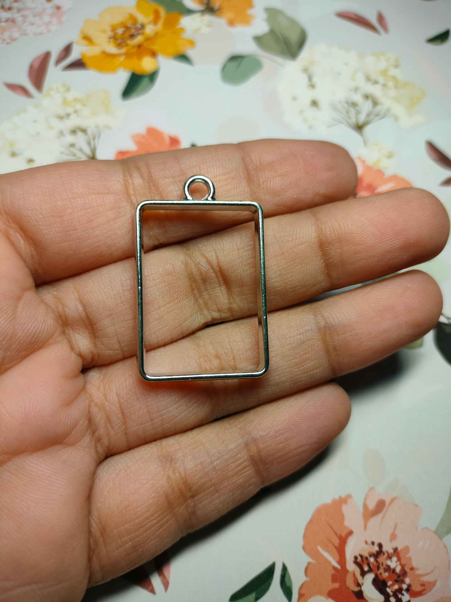 Square Bezel Silver |Pendant Charm| Resin Alloy Jewelry Making