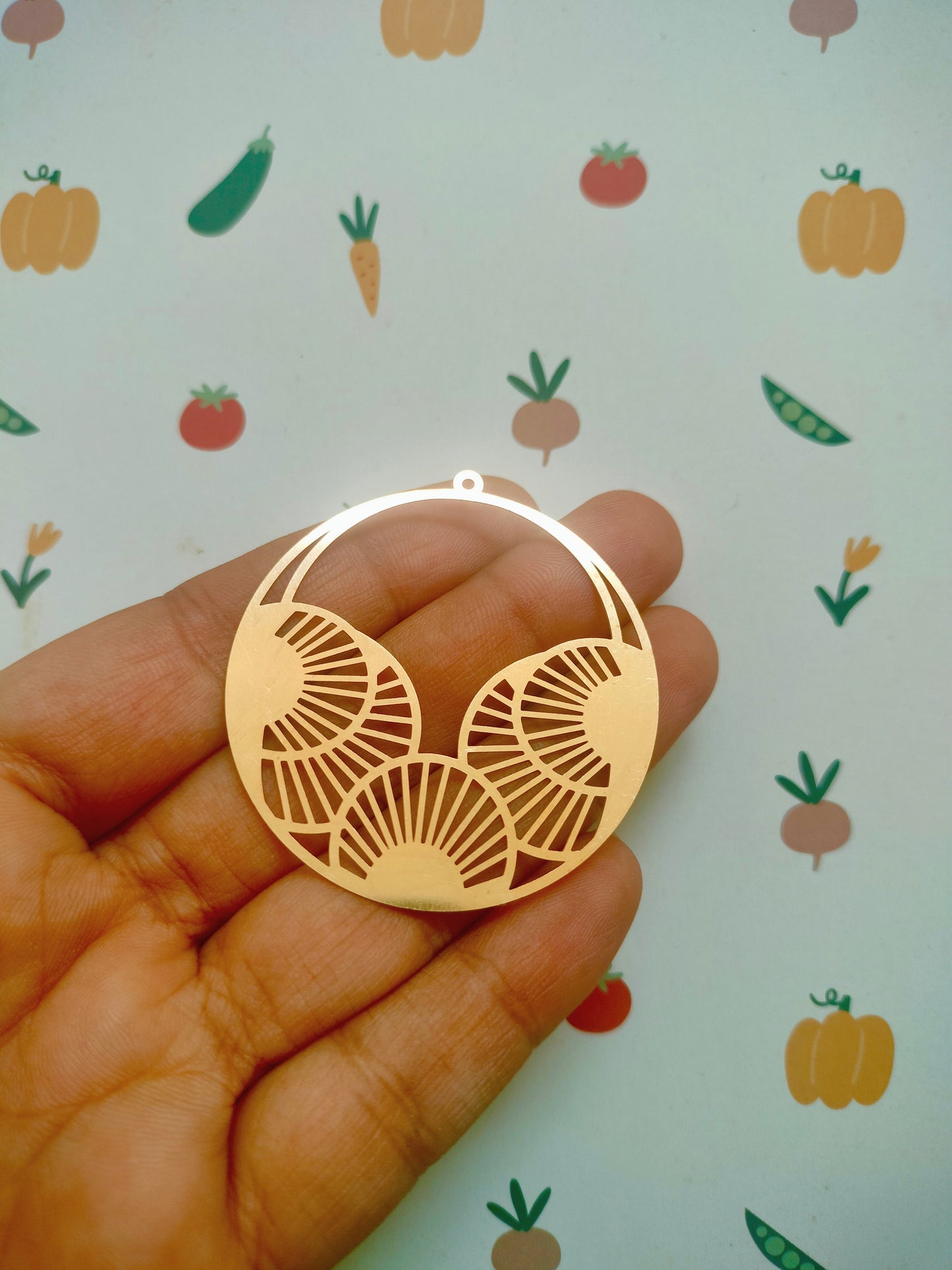 Floral bouquet Large Pendant Brass charm