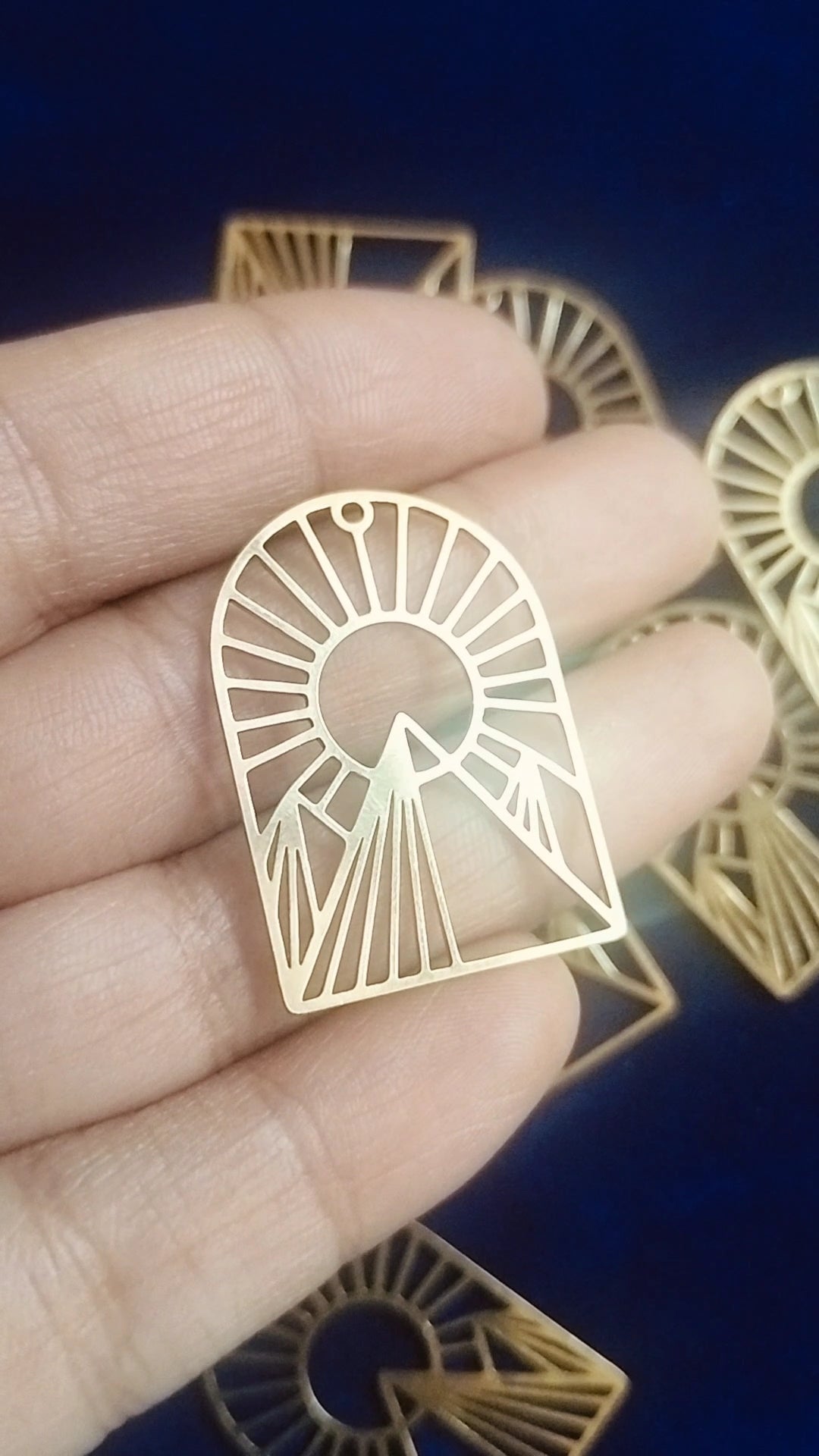 Pyramid sun Brass Charm